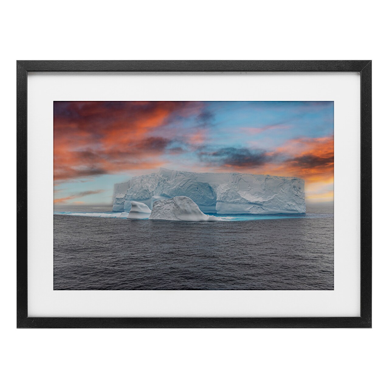 Stupell Industries Sunset over Frozen Iceberg Framed Print Under Glass, design by Richard Silver
